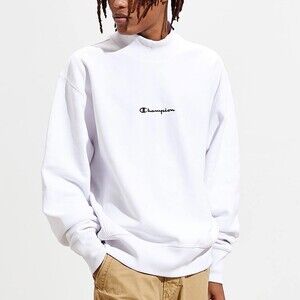 Champion UO Reverse Weave White Mock Neck Sweatshirt Embroidered Logo Athleisure